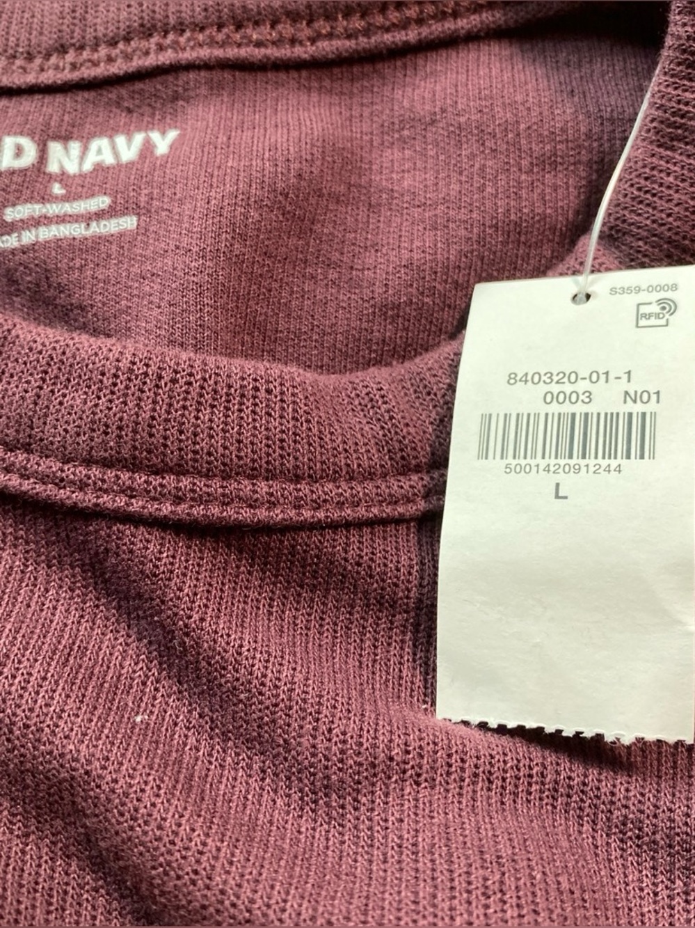 NWT Old Navy Soft Washed burgundy long sleeve men’s shirt size L - Picture 3 of 7
